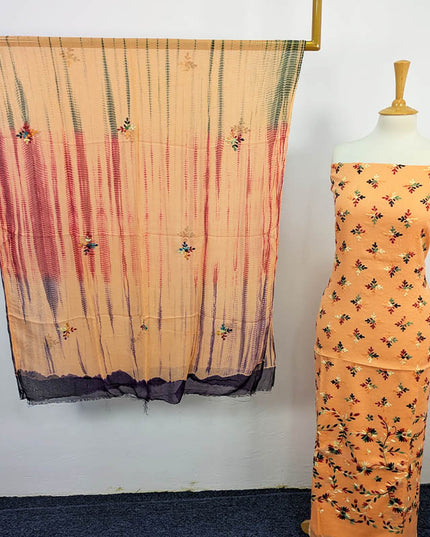 Fancy Handmade Embroidered Lawn with Chiffon Dupatta 3pc Unstitched Suit