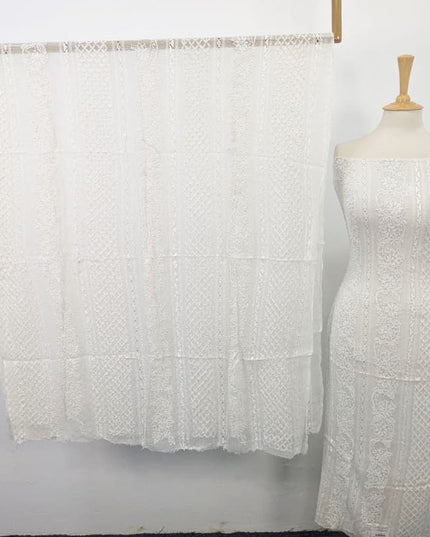 Handmade Pure China Crinkle with Tarkashi Shadow Work (Dyeable in All Colors)