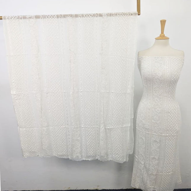 Handmade Pure China Crinkle with Tarkashi Shadow Work (Dyeable in All Colors)