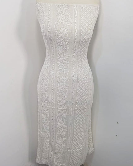 Handmade Pure China Crinkle with Tarkashi Shadow Work (Dyeable in All Colors)