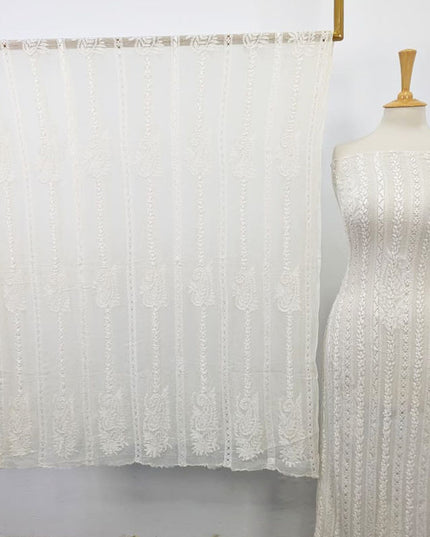 Premium Dyeable Pure China Crinkle with Tarkashi & Shadow Work