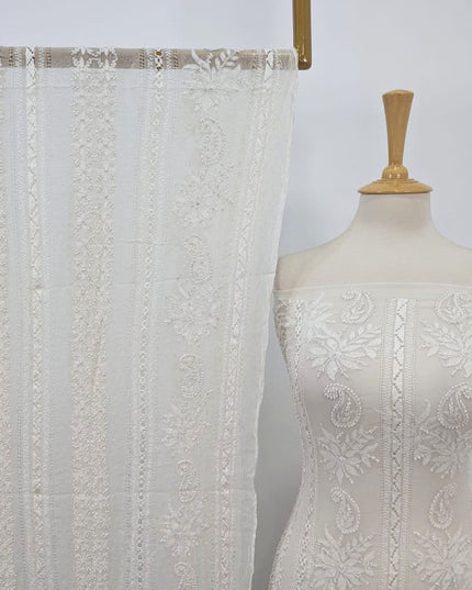 Handmade Pure Dyeable China Crinkle with Tarkashi + Shadow Work