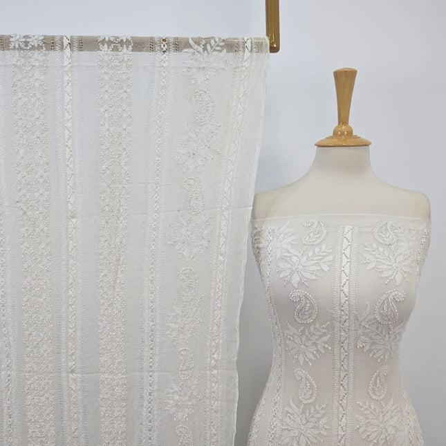 Handmade Pure Dyeable China Crinkle with Tarkashi + Shadow Work