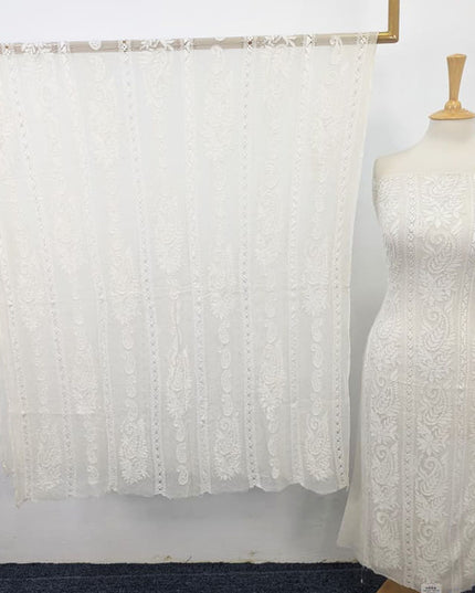 Premium Dyeable Pure China Crinkle with Tarkashi & Shadow Work