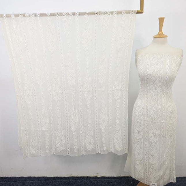 Premium Dyeable Pure China Crinkle with Tarkashi & Shadow Work