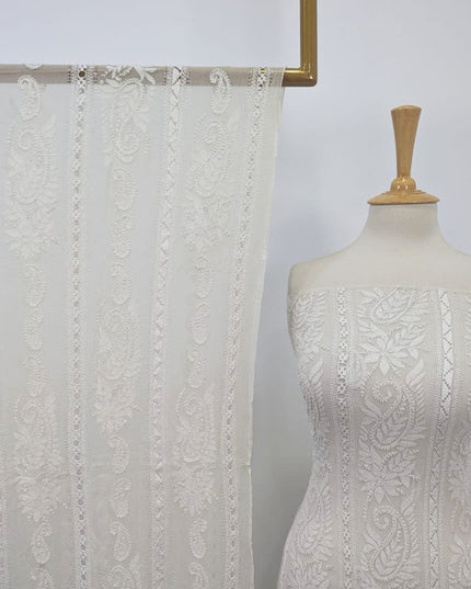 Premium Dyeable Pure China Crinkle with Tarkashi & Shadow Work