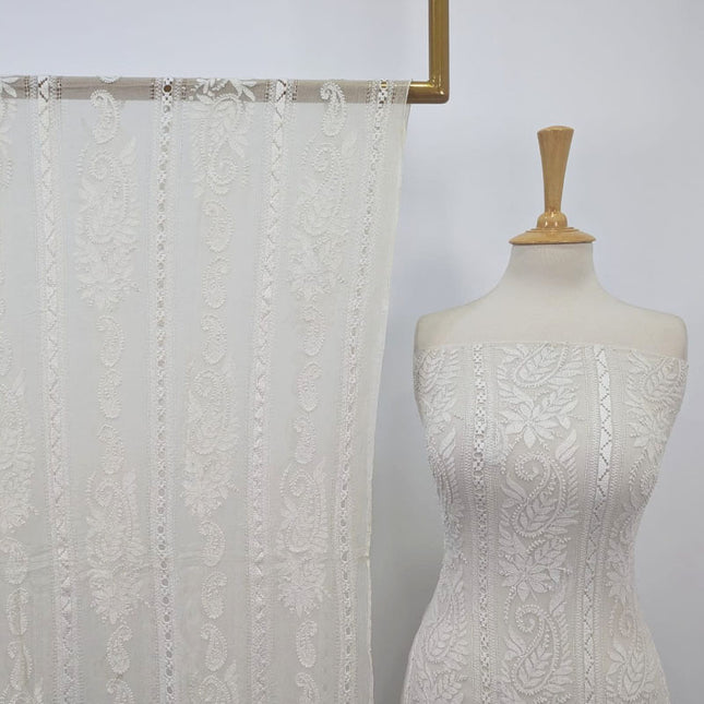 Premium Dyeable Pure China Crinkle with Tarkashi & Shadow Work