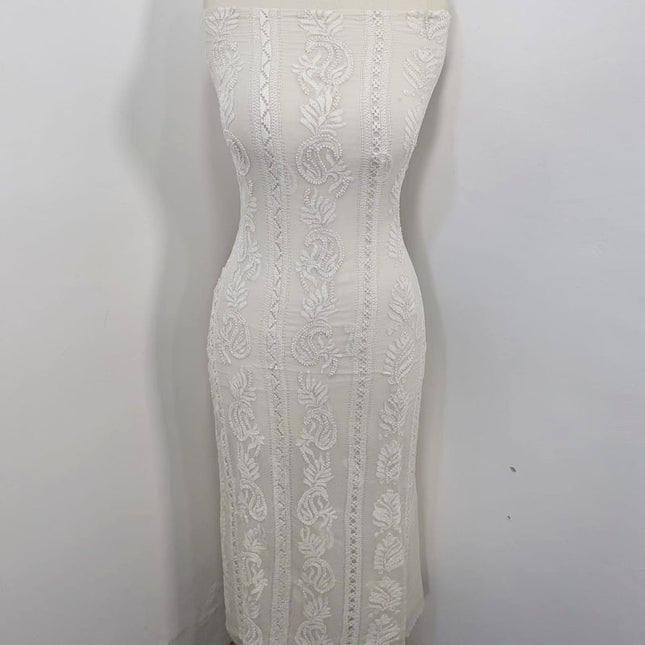 Luxury Pure Dyeable China Crinkle with Tarkashi & Shadow Work