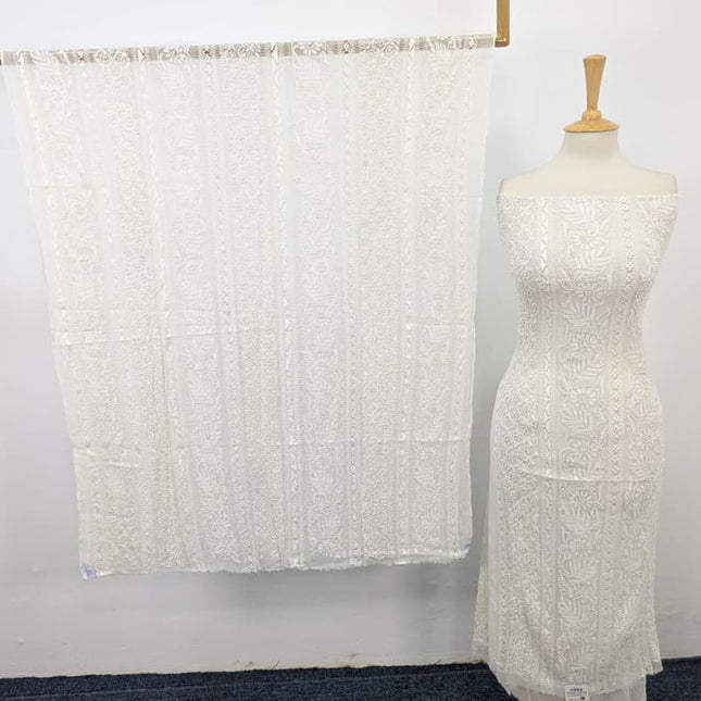 Premium Pure China Crinkle with Tarkashi + Shadow Work (Dyeable in All Colors)