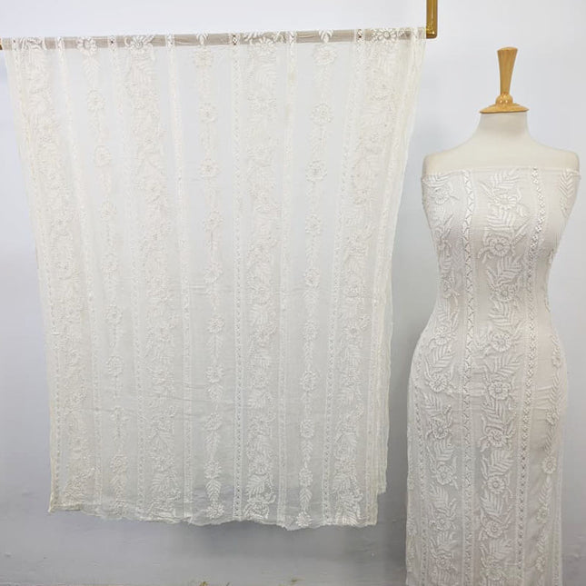 Pure Handmade China Crinkle with Tarkashi + Shadow Work (Dyeable)