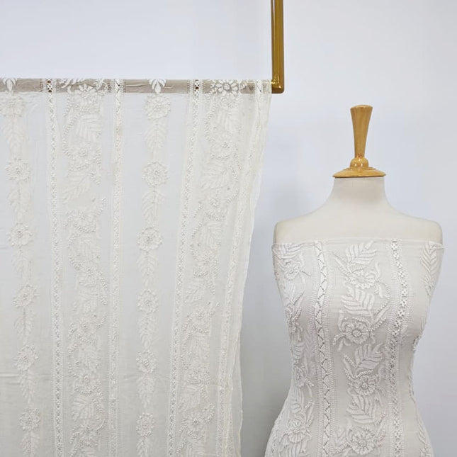 Pure Handmade China Crinkle with Tarkashi + Shadow Work (Dyeable)