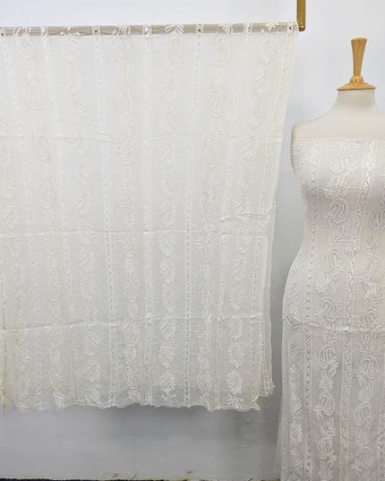 Pure China Crinkle with Tarkashi & Shadow Work (Dyeable in All Colors)