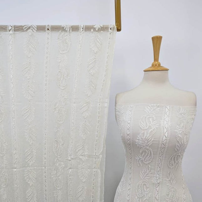 Pure China Crinkle with Tarkashi & Shadow Work (Dyeable in All Colors)