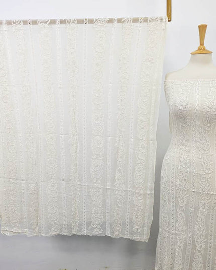 Exquisite Pure China Crinkle with Tarkashi Shadow Work (Dyeable in All Colors)