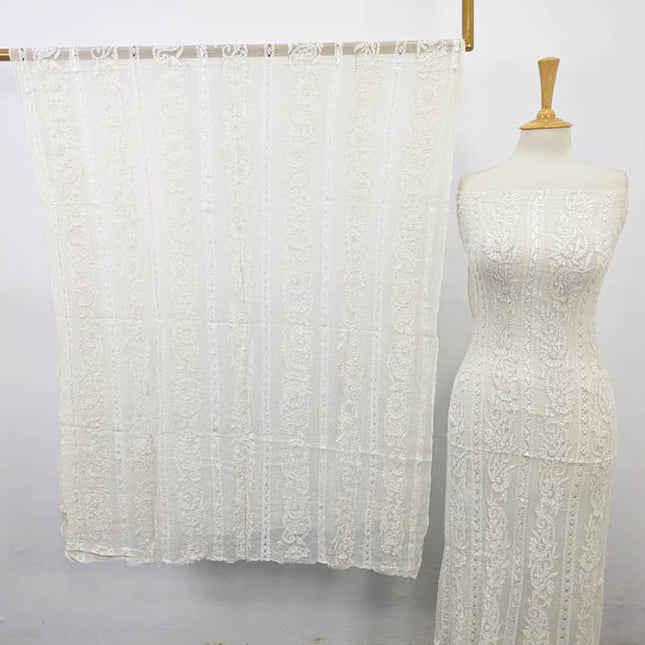 Exquisite Pure China Crinkle with Tarkashi Shadow Work (Dyeable in All Colors)