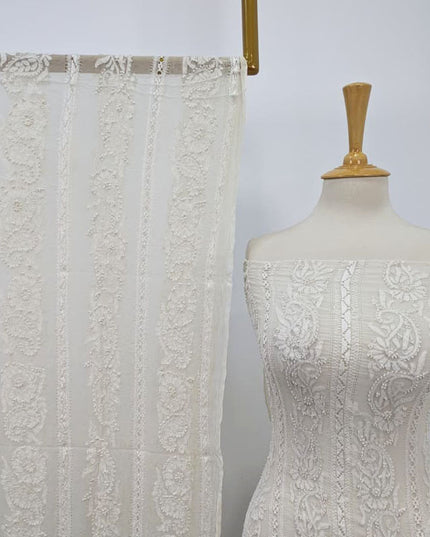 Exquisite Pure China Crinkle with Tarkashi Shadow Work (Dyeable in All Colors)