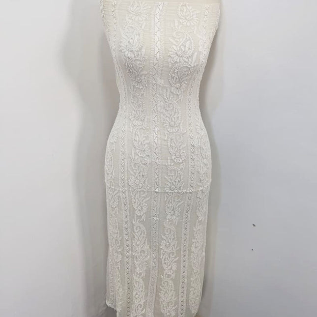 Exquisite Pure China Crinkle with Tarkashi Shadow Work (Dyeable in All Colors)