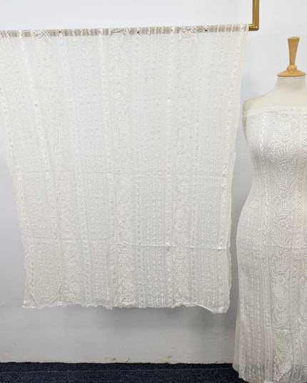 Handmade Pure Dyeable China Crinkle with Tarkashi & Shadow Work 2PC