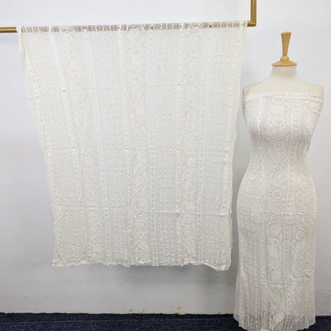 Handmade Pure Dyeable China Crinkle with Tarkashi & Shadow Work 2PC