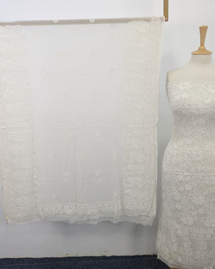 Pure China Crinkle with Chikankari & Shadow Work 2PC (Dyeable in All Colors)
