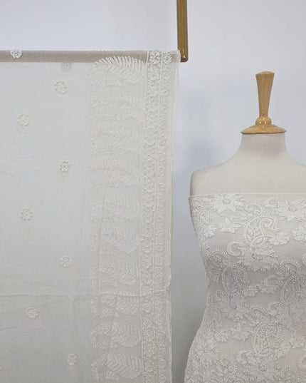 Pure China Crinkle with Chikankari & Shadow Work 2PC (Dyeable in All Colors)