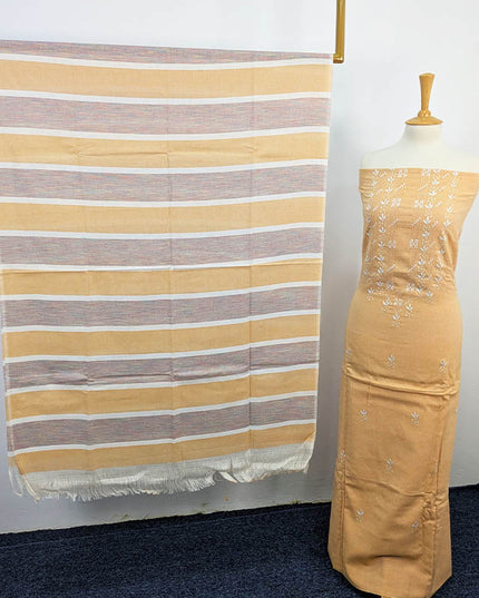 Handmade Khaadi Lawn 3PC Unstitched Suit with Elegant Embroidery and Printed Dupatta