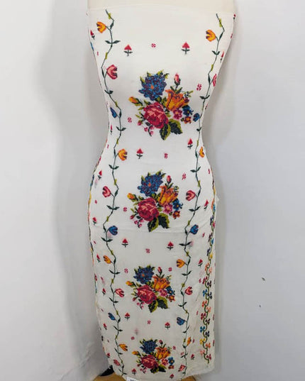 Handmade Dyeable Pure China Crinkle with Cross Stitch Work 2PC Unstitched