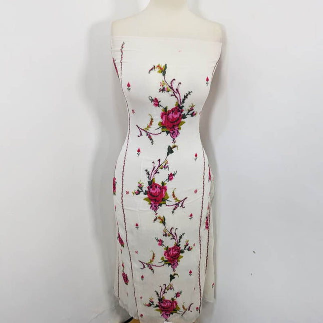 Pure China Crinkle with Cross Stitch Work 2PC Unstitched