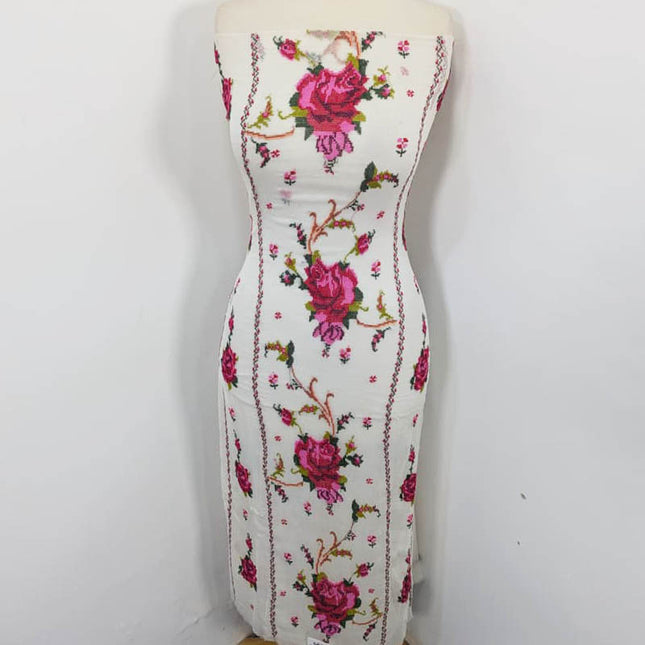 Pure China Crinkle with Cross Stitch Work 2PC Unstitched