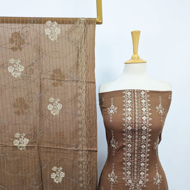 Embroidered + Printed Lawn with Chiffon Dupatta 3PC Unstitched