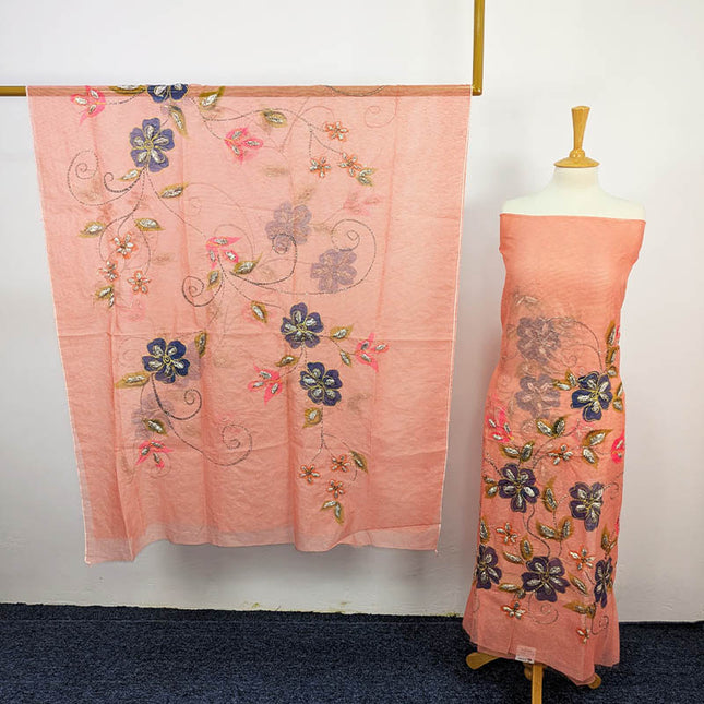 Handmade Khaadi Net With Paint , Gotta Work 2PC Unstitched