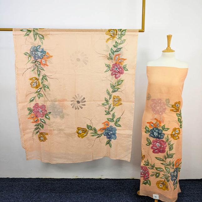 Handmade Khaadi Net With Paint , Gotta Work 2PC Unstitched
