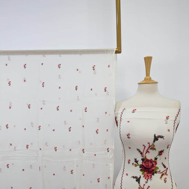 Handmade Dyeable Pure China Crinkle with Cross Stitch Work 2PC Unstitched