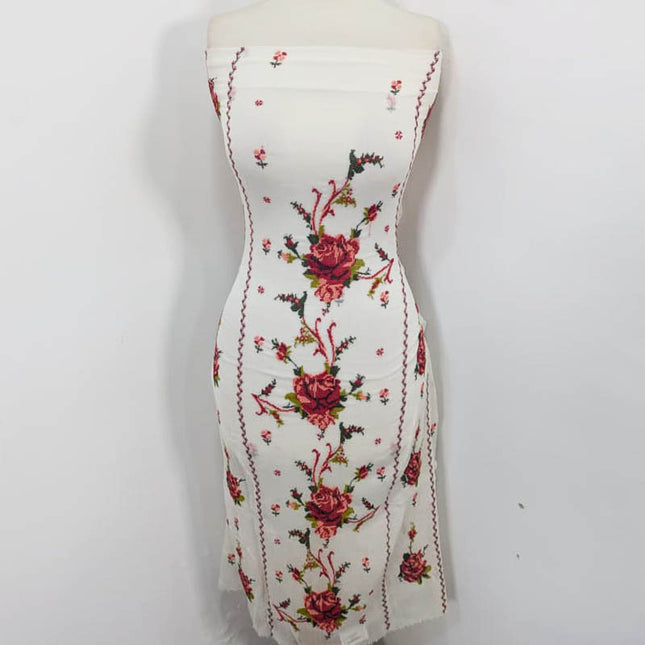 Handmade Dyeable Pure China Crinkle with Cross Stitch Work 2PC Unstitched