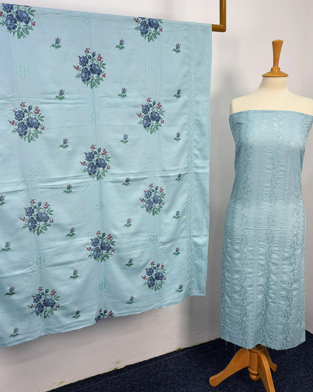 Fancy Viscose  Embroidered Shirt With Multi Color Work Dupatta