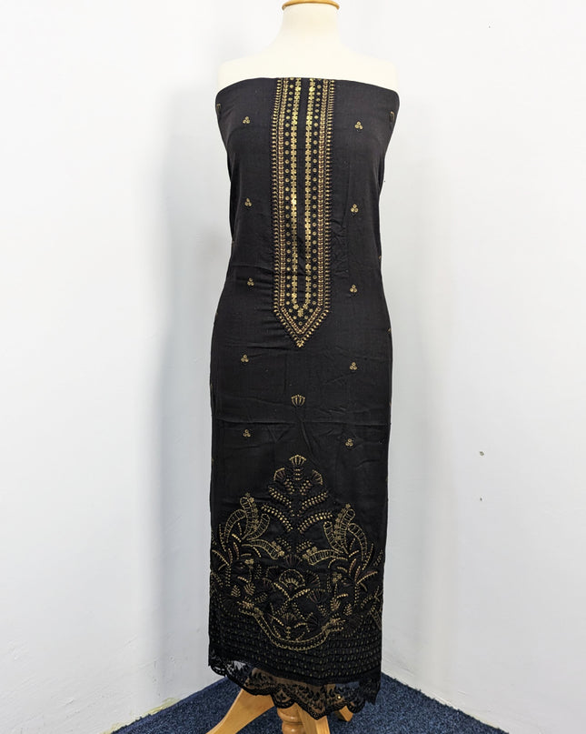 Heavy Embroidered  Wool  Suit With Velvet Shawl