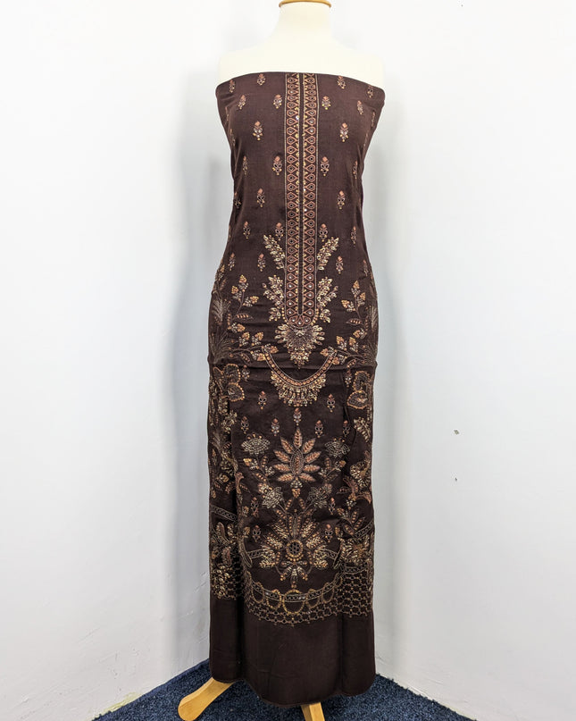 Heavy Embroidered  Wool  Suit With Velvet Shawl