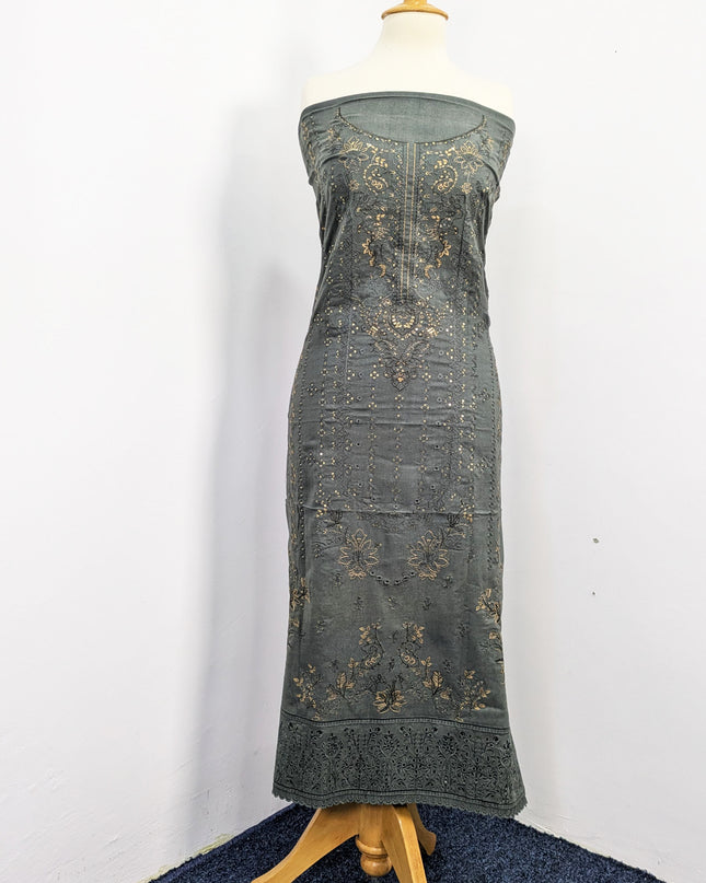 Heavy Embroidered  Wool  Suit With Velvet Shawl