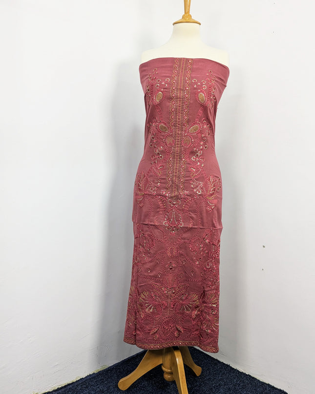Heavy Embroidered  Wool Suit With Velvet Shawl