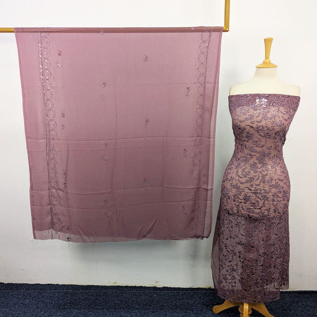Fancy Crinkle Chiffon with Embroidered Work 2PC Unstitched