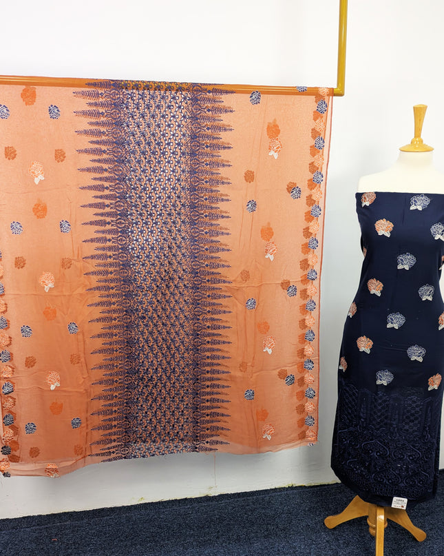 Fancy Embroidered Lawn With Chikankari Work And Chiffon Dupatta