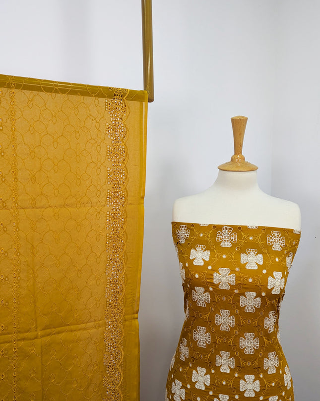 Fancy Embroidered Lawn With Full Chikankari Work And Chiffon Dupatta