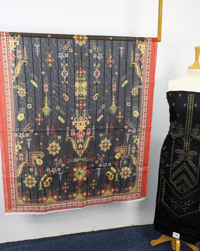Fancy Embroidered Digital  Lawn Unstitched
