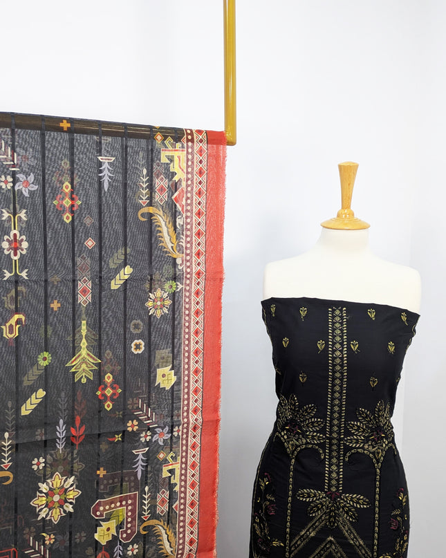 Fancy Embroidered Digital  Lawn Unstitched