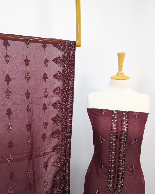 Fancy Embroidered Lawn With Chiffon Dupatta