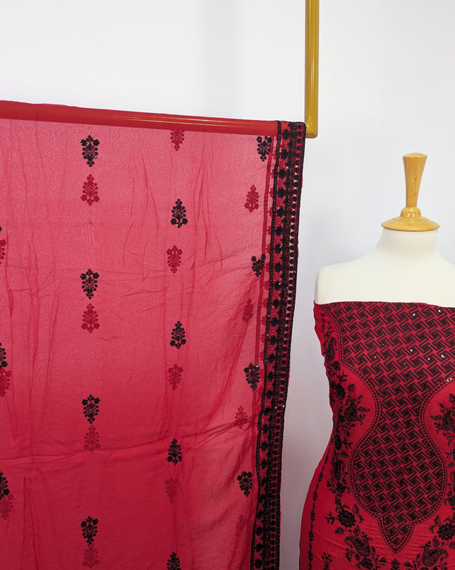 Fancy Embroidered Lawn With Chikankari Work Unstitched