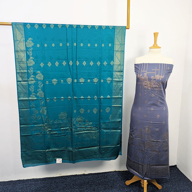 Printed Banarasi Work Lawn With Contract Dupatta