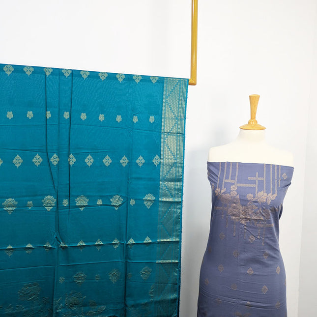 Printed Banarasi Work Lawn With Contract Dupatta