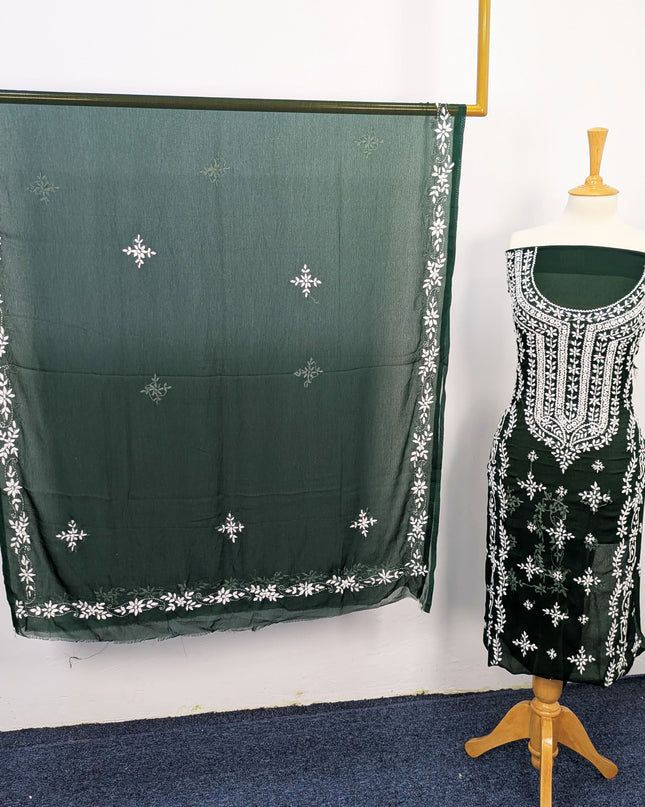 Handmade Pakka Tanka Embroidered Chiffon 2pc Unstitched
