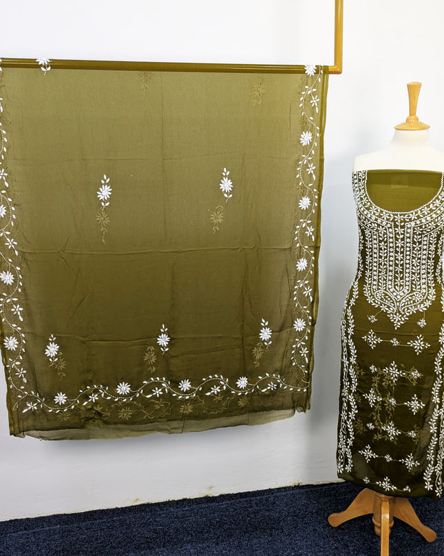 Handmade Pakka Tanka Embroidered Chiffon 2pc Unstitched